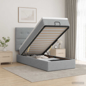 vidaXL Ottoman bed met matras Lichtgrijs 100 x 200 cm Stof