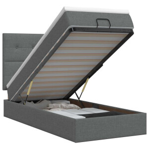 vidaXL Ottoman bed met matras Donkergrijs 80 x 200 cm Stof