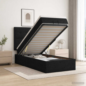 vidaXL Ottoman bed met matras met hoofdeinde Zwart 100 x 200 cm Stof