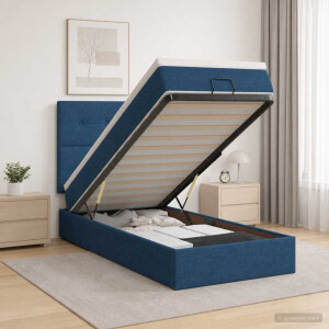 vidaXL Ottoman bed met matras met hoofdeinde Blauw 90 x 200 cm Stof
