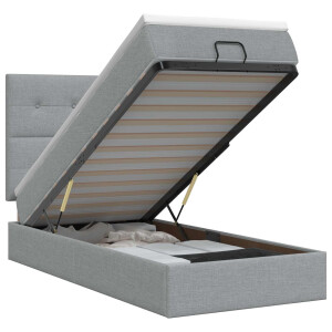 vidaXL Ottoman bed met matras Lichtgrijs 90 x 190 cm Stof