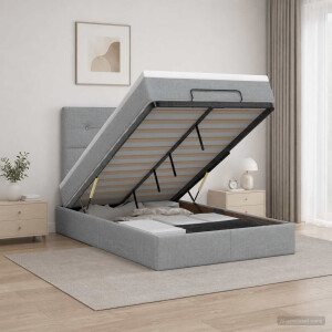 vidaXL Ottoman bed met matras Lichtgrijs 120 x 200 cm Stof