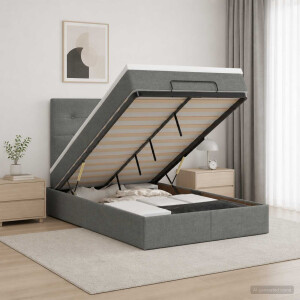 vidaXL Ottoman bed met matras Donkergrijs 120 x 200 cm Stof