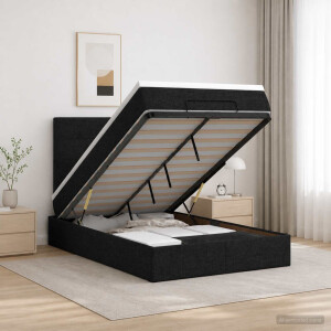vidaXL Ottoman bed met matras met hoofdeinde Zwart 120 x 200 cm Stof