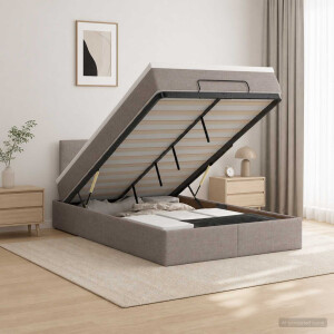 vidaXL Ottoman bed met matras met hoofdeinde Taupe 120 x 190 cm Stof