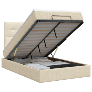 vidaXL Ottoman bed met matras Crèmekleurig 120 x 190 cm Stof