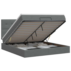 vidaXL Ottoman bed met matras Donkergrijs 140 x 190 cm Stof