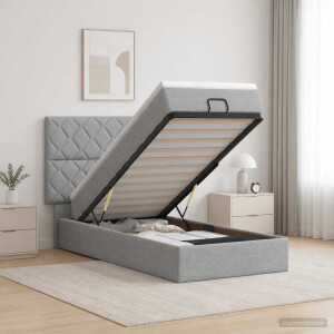 vidaXL Ottoman bed met matras Lichtgrijs 90 x 190 cm Stof