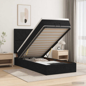 vidaXL Ottoman bed met matras met hoofdeinde Zwart 80 x 200 cm Stof