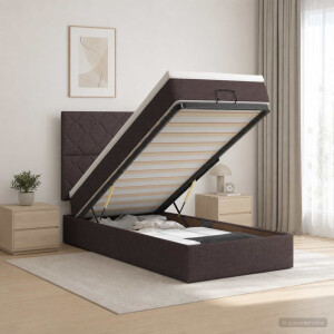 vidaXL Ottoman bed met matras Donkerbruin 80 x 200 cm Stof