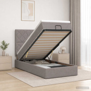 vidaXL Ottoman bed met matras met hoofdeinde Taupe 90 x 200 cm Stof