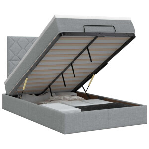 vidaXL Ottoman bed met matras Lichtgrijs 120 x 190 cm Stof