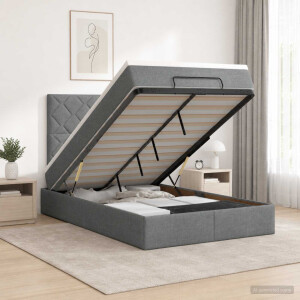 vidaXL Ottoman bed met matras Donkergrijs 120 x 200 cm Stof