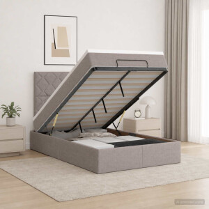 vidaXL Ottoman bed met matras met hoofdeinde Taupe 120 x 190 cm Stof