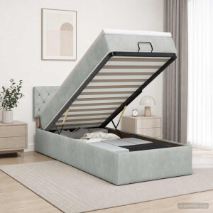 vidaXL Ottoman bed met matras Lichtgrijs 90 x 190 cm Fluweel