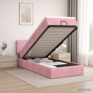 vidaXL Ottoman Bed met Matrassen en LED Roze 90 x 190 cm fluweel