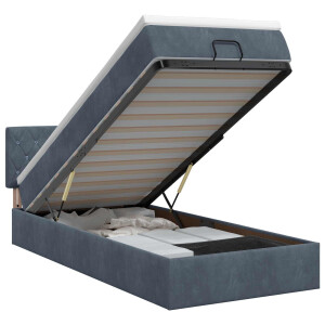 vidaXL Ottoman bed met matras Donkergrijs 90 x 190 cm Fluweel