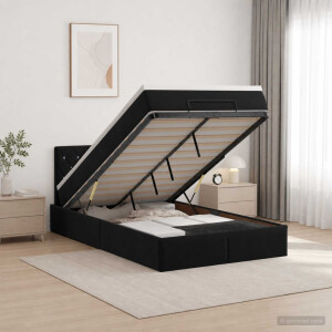 vidaXL Ottoman bed met matras Zwart 120 x 190 cm Fluweel