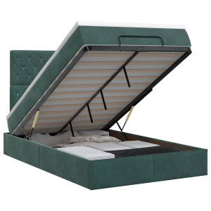vidaXL Ottoman bed met matras Donkergroen 120 x 190 cm Fluweel