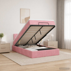 vidaXL Ottoman bed met matras met hoofdeinde Roze 120 x 200 cm Fluweel
