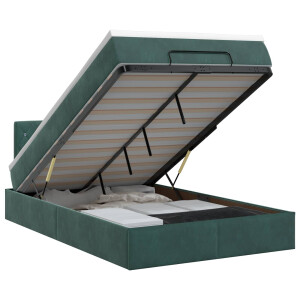 vidaXL Ottoman bed met matras Donkergroen 120 x 200 cm Fluweel