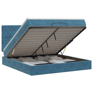 vidaXL Ottoman bed met matras Donkerblauw 140 x 200 cm Fluweel