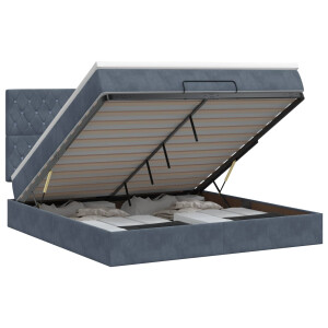 vidaXL Ottoman bed met matras Donkergrijs 160 x 200 cm Fluweel