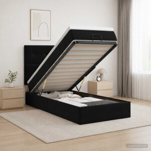 vidaXL Ottoman Bed met Matrassen en LED Zwart 80 x 200 cm fluweel