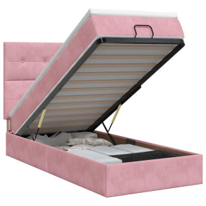 vidaXL Ottoman bed met matras met hoofdeinde Roze 80 x 200 cm Fluweel