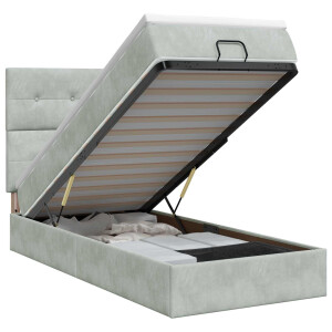 vidaXL Ottoman bed met matras Lichtgrijs 90 x 190 cm Fluweel