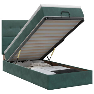 vidaXL Ottoman bed met matras Donkergroen 90 x 190 cm Fluweel