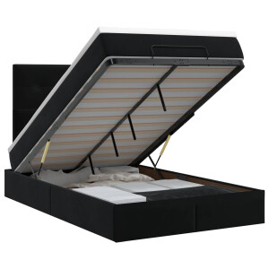 vidaXL Ottoman bed met matras Zwart 120 x 190 cm Fluweel