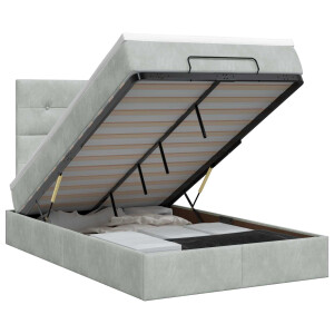 vidaXL Ottoman bed met matras Lichtgrijs 120 x 200 cm Fluweel