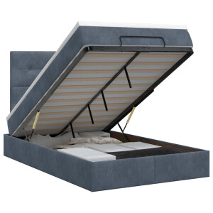 vidaXL Ottoman bed met matras Donkergrijs 120 x 200 cm Fluweel