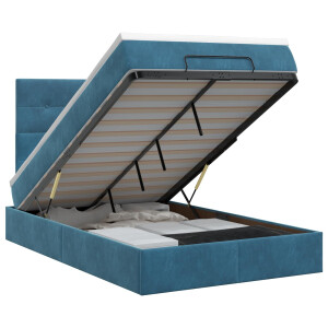 vidaXL Ottoman bed met matras Donkerblauw 120 x 200 cm Fluweel