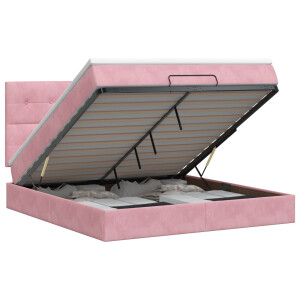 vidaXL Ottoman bed met matras met hoofdeinde Roze 140 x 190 cm Fluweel