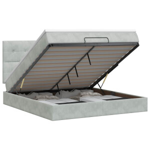 vidaXL Ottoman bed met matras Lichtgrijs 140 x 200 cm Fluweel