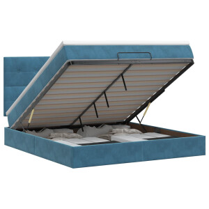 vidaXL Ottoman bed met matras Donkerblauw 140 x 200 cm Fluweel