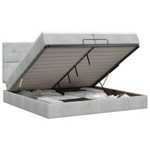 vidaXL Ottoman bed met matras Lichtgrijs 200 x 200 cm Fluweel