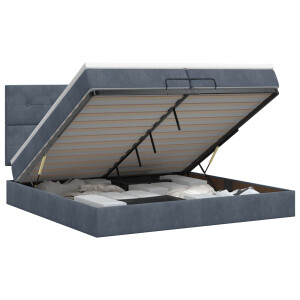vidaXL Ottoman bed met matras Donkergrijs 200 x 200 cm Fluweel