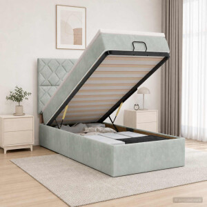 vidaXL Ottoman bed met matras Lichtgrijs 90 x 190 cm Fluweel