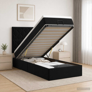 vidaXL Ottoman bed met matras met hoofdeinde Zwart 80 x 200 cm Fluweel