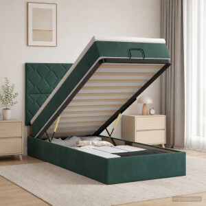vidaXL Ottoman bed met matras Donkergroen 90 x 200 cm Fluweel