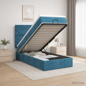 vidaXL Ottoman bed met matras Donkerblauw 80 x 200 cm Fluweel