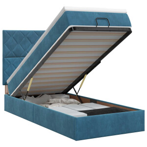 vidaXL Ottoman bed met matras Donkerblauw 90 x 190 cm Fluweel