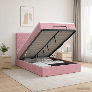 vidaXL Ottoman bed met matras met hoofdeinde Roze 120 x 200 cm Fluweel