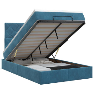 vidaXL Ottoman bed met matras Donkerblauw 120 x 200 cm Fluweel