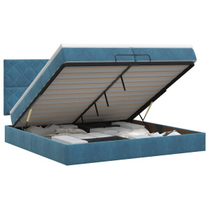 vidaXL Ottoman bed met matras Donkerblauw 200 x 200 cm Fluweel
