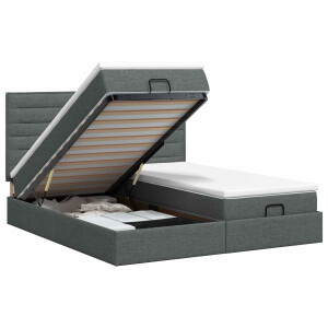 vidaXL Ottoman bed met matras met hoofdeinde 2 st Donkergrijs Stof