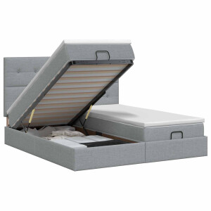 vidaXL Ottoman bed met matras met hoofdeinde 2 st Lichtgrijs Stof